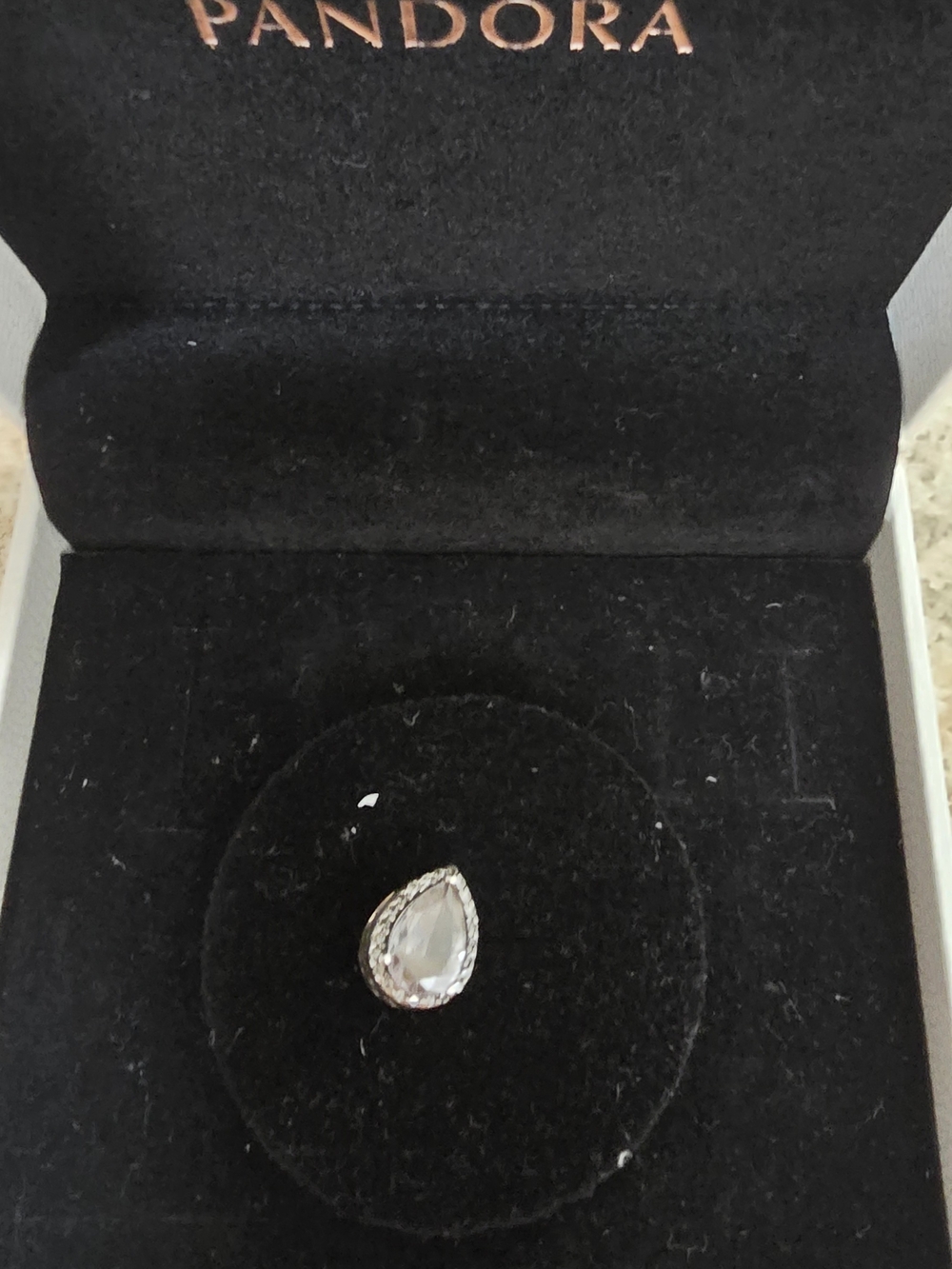 Pandora Silver Teardrop Clear Stone Brooch